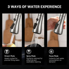 WEWE High-Arc Pull-Down Kitchen Faucet, Brushed Nickel, 3-Mode Sprayer