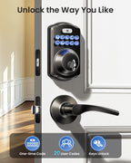 Veise KS01B Keypad Door Lock with 2 Lever Handles Set, Matte Black