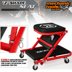 M-AUTO Foldable Z Creeper 2-in-1 Rolling Folding Car Creeper & Seat, 36" Adjustable Roller Garage Chair Lay Down or Sit, 330LBS Capacity Under Car