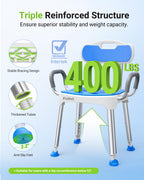 Wide Shower Chair for Inside Shower, Stable Bracing Design, 400 lbs