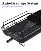 Kitsure Extendable Dish Drying Rack, 19.2"-26.7" L x 12.9" W, Black