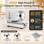 200W Meat Slicer Machine for Home, Electric Food Deli Slicer