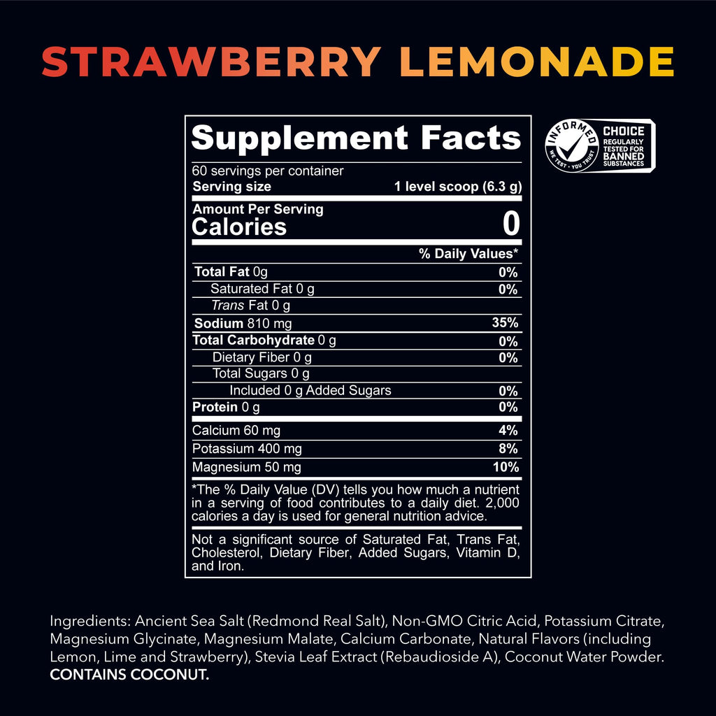 REDMOND Re-Lyte Sugar Free Electrolytes Powder Mix (Strawberry Lemonade)