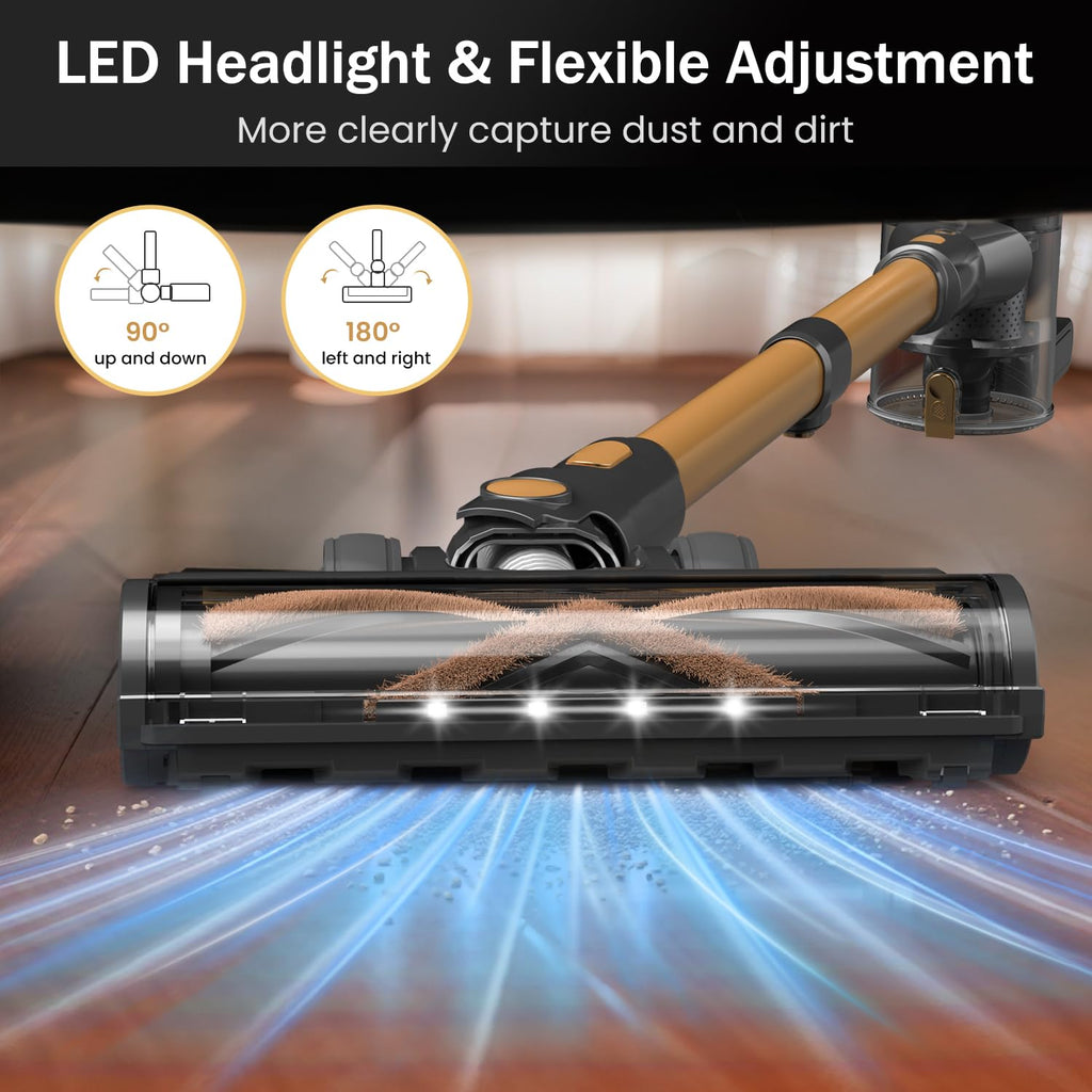 Cordless Vacuum Cleaner, 10-in-1 Lightweight Stick Vacuum with 45mins Runtime, Powerful Suction, LED Touch Screen, Rechargeable Vacuum Cleaners for