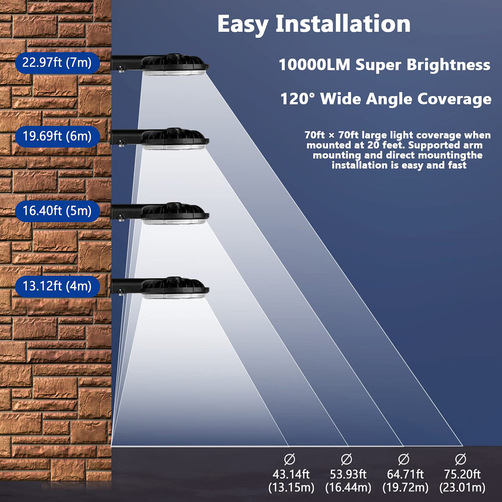 100W Dusk to Dawn Outdoor Lighting with 10000LM 5000K Daylight
