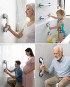 2 Pack Suction Cup Shower Grab Bars for Seniors, Handles Bathtub Rails