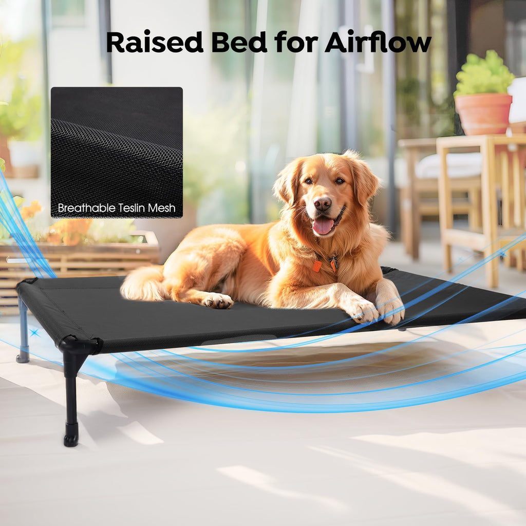 Veehoo Outdoor Elevated Dog Bed with Waterproof Bolster Cushion, Cooling