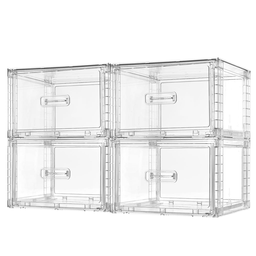 Vtopmart 4 Pack Clear Stackable Closet Storage Drawers 15QT, Medium