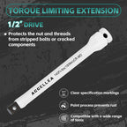 10Pcs Torque Limiting Extension Set 1/2" Drive 65-150 Ft-Lbs Torque Sticks