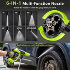 Cordless Pressure Washer, 1450 PSI Portable Handheld Power Washer with 6-in-1 Nozzle, 2 x 4.0Ah Batteries & Charger, for