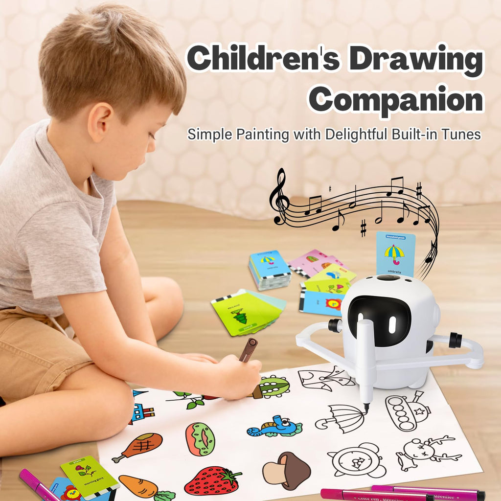 RIVGOT Drawing Robot for Kids with 150 Cards, Voice Interactive Educational Drawing Machine, Montessori Painting Learning Toys for 3 4 5 6 7 8 Year