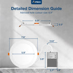 Amico 12 Pack 7 Inch 5CCT Ultra-Thin LED Canless Recessed Ceiling Downlight