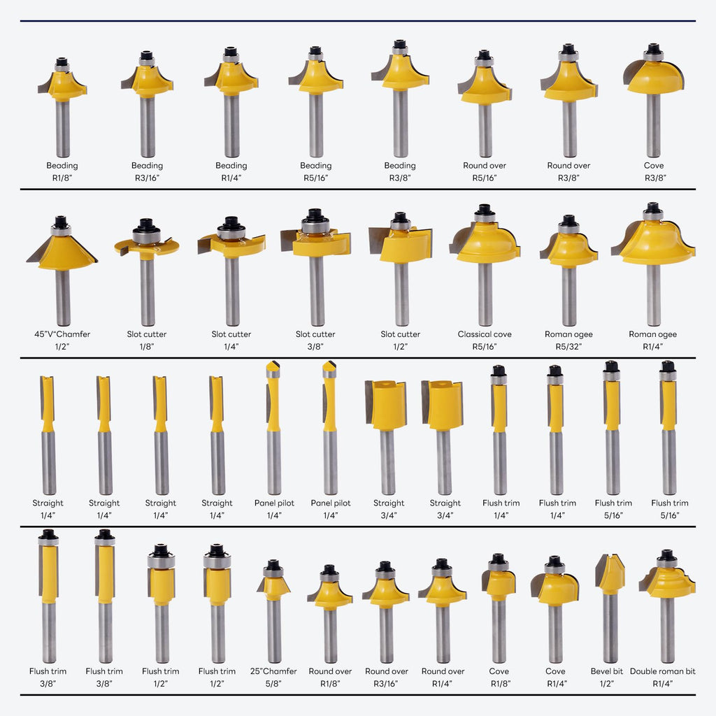 100 Pieces Router Bit Set Router Bits 1/4 Inch Shank