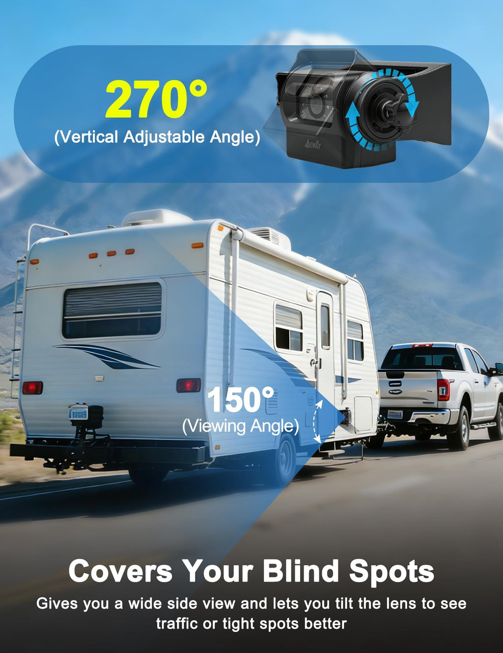 EWAY Strong Magnetic Wireless Backup Camera for iPhone Android, WiFi Hitch Camera Rechargeable Battery for Hitch Gooseneck Travel Boat Horse Trailer