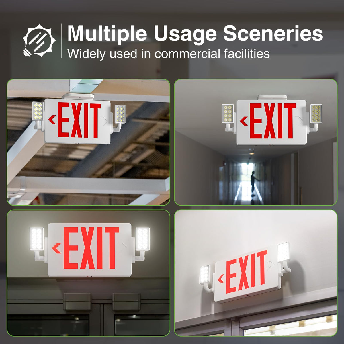 FREELICHT 6 Pack Red LED Exit Signs with Emergency Lights