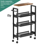 Vivihomety 4-Tier Slim Utility Rolling Laundry Cart with Wheels, Metal