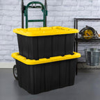 Sterilite Industrial Storage Tote with Lids for Garage, 27 Gallon, 4-Pack