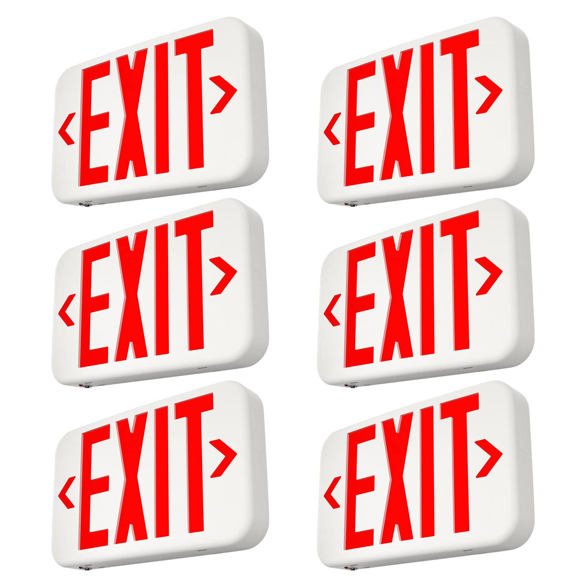 FREELICHT 6 Pack Commercial Red Double-Sided LED Exit Sign 90 Min Backup