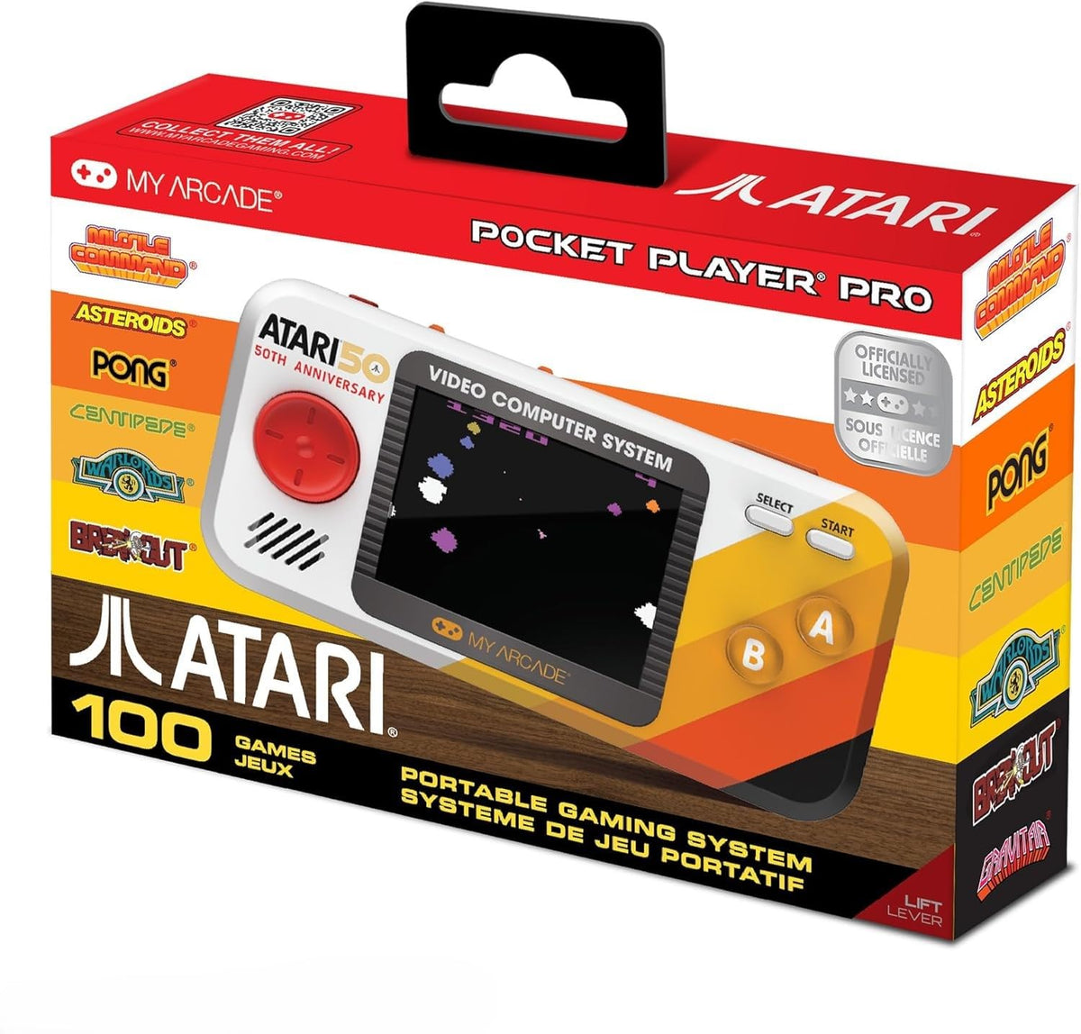 My Arcade Atari Pocket Player-Console preloaded with 100 Games, 2.8" Screen