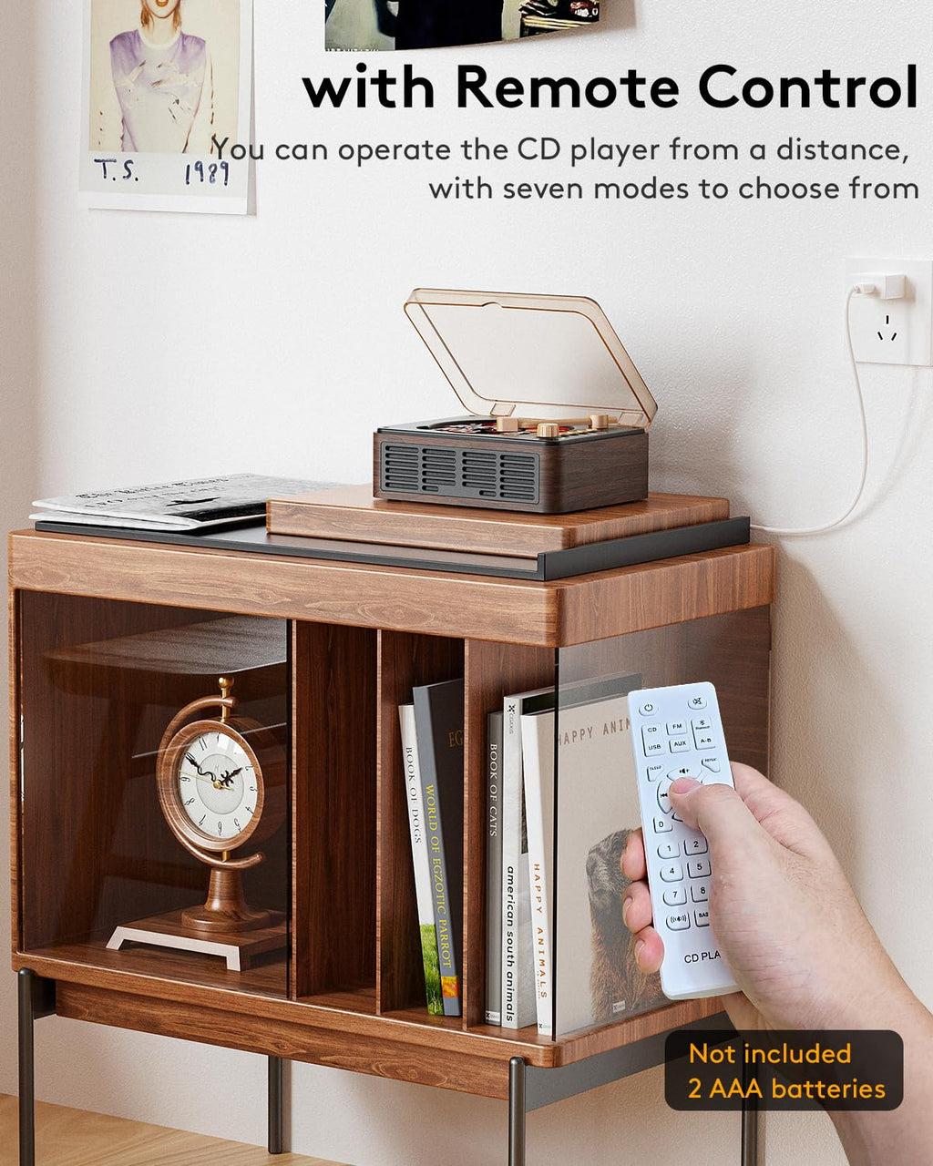 CD Player with Speakers Retro Bluetooth CD Players for Home-Brown