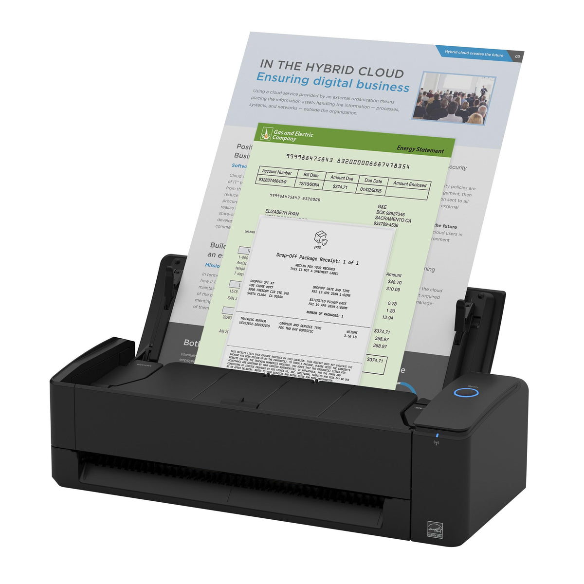 ScanSnap iX1300 Wireless or USB Double-Sided Color Document Scanner, Black