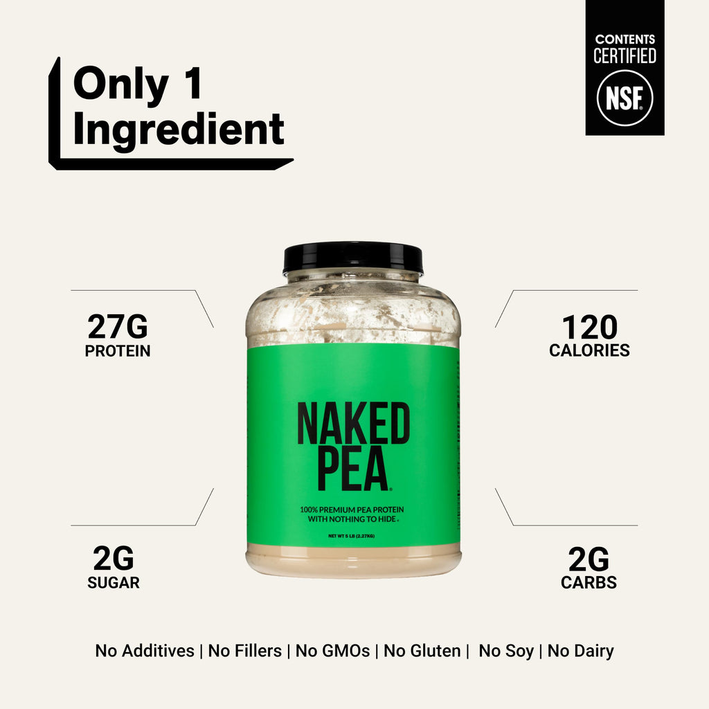NAKED Pea - 5LB 100% Pea Protein Powder from North American Farms - Unflavored Vegan Pea Protein Isolate - NSF Certified, Plant Protein Powder, Easy