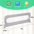 UPGOGO Folding Bed Rail for Toddlers, Grey, 71"L x 23.6" H