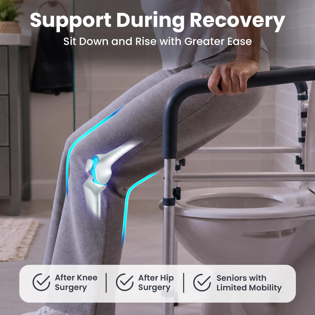 PELEGON Toilet Safety Rails (350 lb) - Adjustable Toilet Safety Frame & Rails, Toilet Safety Rail for Elderly Adults, Toilet Handles for Seniors