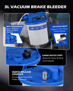 OMT 3L Vacuum Brake Bleeder Kit, 3.2 qt Pneumatic Brake Fluid Bleeder Kit