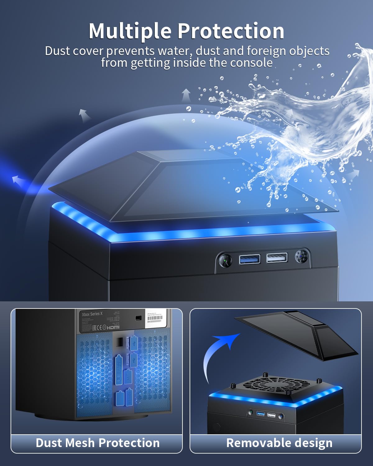 MENEEA Cooling Fan Dust Proof for Xbox Series X Console with Colorful Light