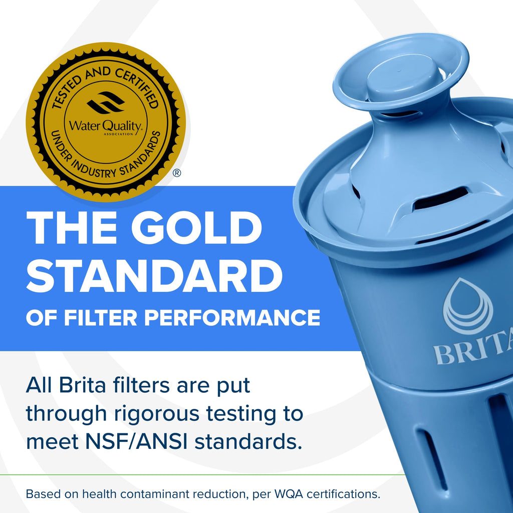 Brita Large 10-Cup Elite Water Filter Pitcher, WQA NSF/ANSI Certified, Reduces 99% of Lead, Microplastics, & 30 Contaminants, BPA-Free, Removes