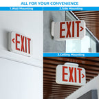 TORCHSTAR 2-Pack Red Letter LED Exit Sign with Battery Backup, White