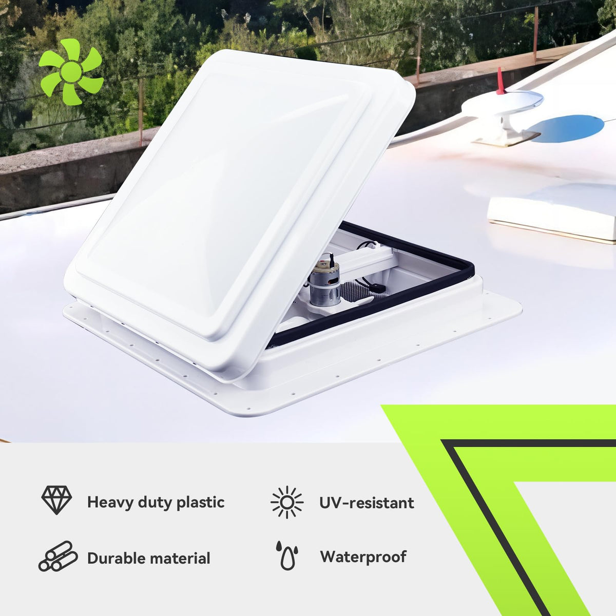 RVMATE 14x14 RV Roof Vent Fan, Remote, 12V, White