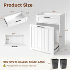 Pull Out Trash Can Cabinet, 2x13 Gallons Garbage Recycling Bin with Drawer