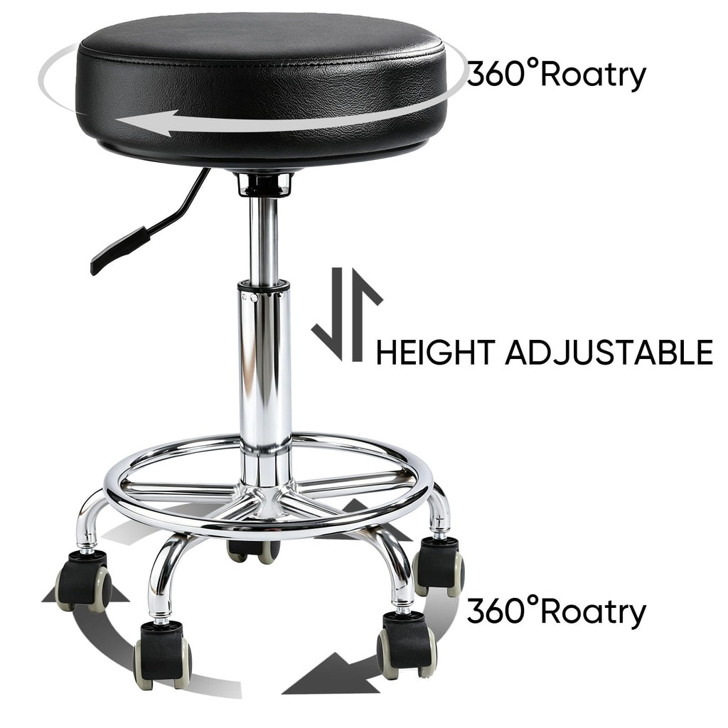 500lb heavy-duty Rolling Stool with Wheels,9.5cm thick Comfort cushion
