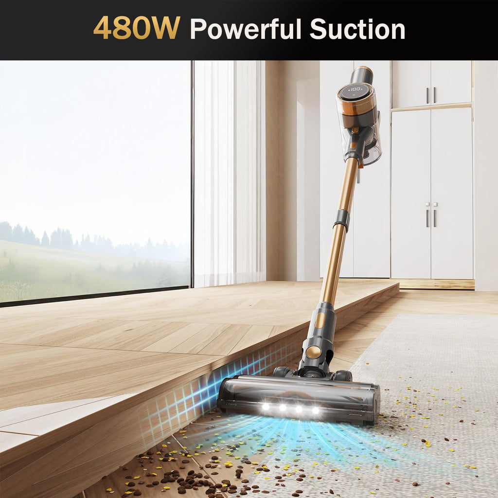 Cordless Vacuum Cleaner, 10-in-1 Lightweight Stick Vacuum with 45mins Runtime, Powerful Suction, LED Touch Screen, Rechargeable Vacuum Cleaners for