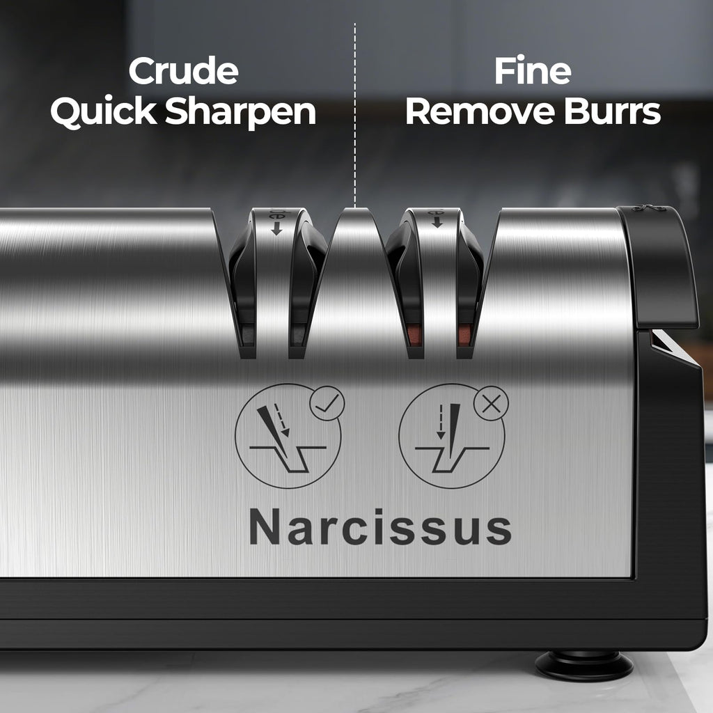 Knife Sharpener, Professional 2 Stage Electric Knife Sharpener for Quick Sharpening & Polishing, with Scissors Sharpener and Metal Dust Collection