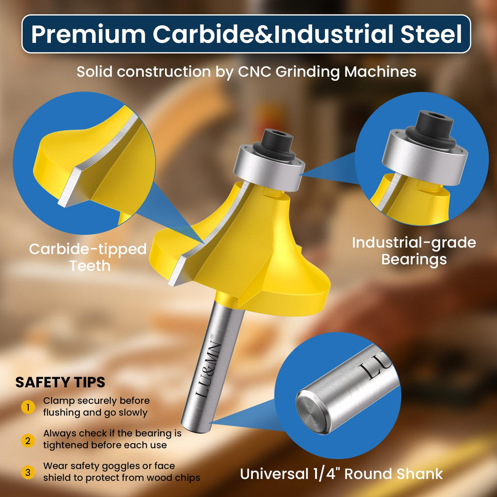 LU&MN Carbide Tipped Router Bit Set, 1/4" Shank, 35 PCS