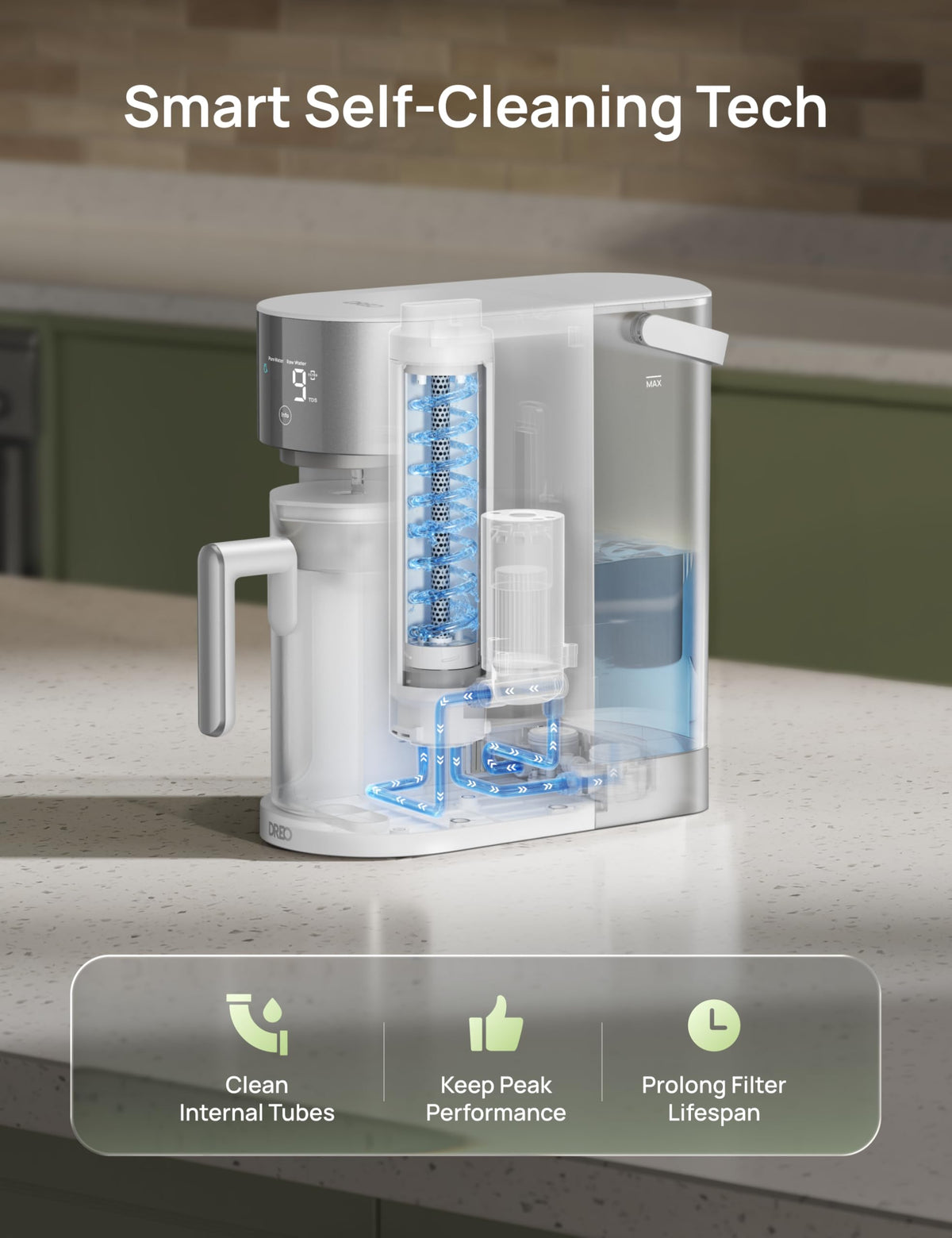 DREO Reverse Osmosis Water Filter System Countertop, RO Water Filter 112 3L