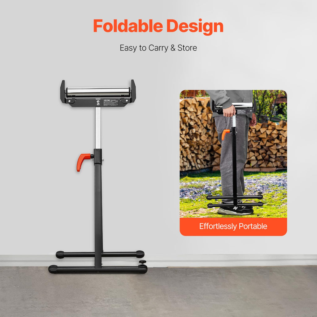 VEVOR 2-Pack Roller Stands 250 lbs Load 27-43 in Adjustable Height Black