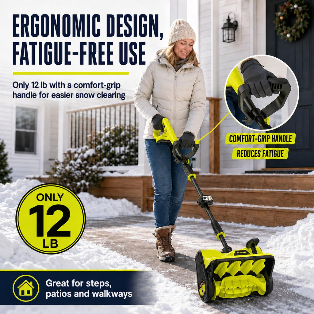 40V Brushless Cordless Snow Shovel, 13Inch Electric Snow Blower with 3 * 4.0 Ah Battery and Charger, Battery Powered Snow Shovel with 25FT Throw