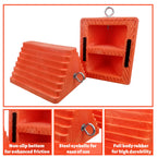 2 Pack Wheel Chocks Heavy Duty Orange with Eyebolt for Travel Trailer, 10" Length x 8" Width x 5.7" Height
