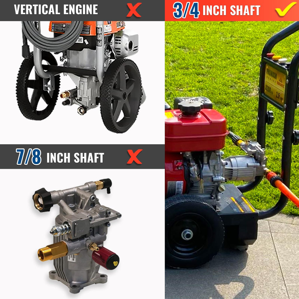 YAMATIC 3/4" Horizontal Shaft Pressure Washer Pump Max 3400 PSI 2.5 GPM