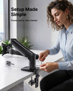 HUANUO FlowLift™ Single Monitor Mount, 13 to 32 Inch Monitor Arm, Adjustable Monitor Stand, Vesa Mount with Clamp and Grommet Base - Fits 4.4 to