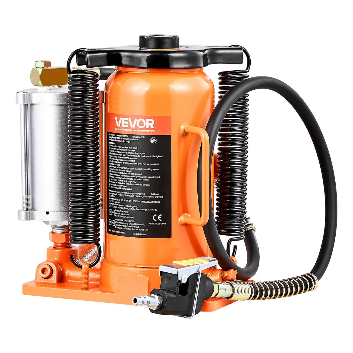 VEVOR Air Hydraulic Bottle Jack, 20 Ton/40000 LBS All Welded Bottle Jack, 10.4-19.7 inch Lifting Range, Manual Handle and Air Pump, for Car, Pickup