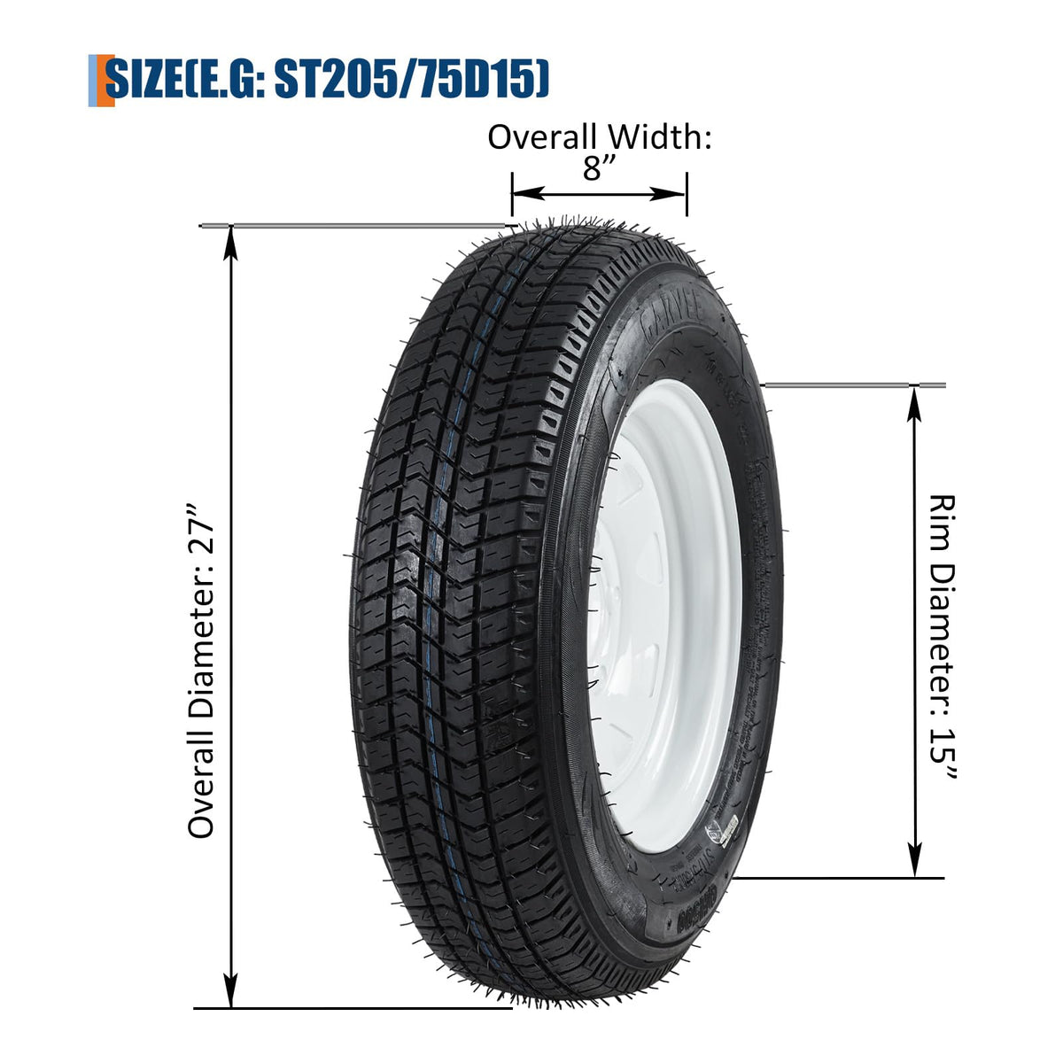 GarveeTech ST205/75D15 Trailer Tire and Wheel Assembly, 5 Lug, Set of 2