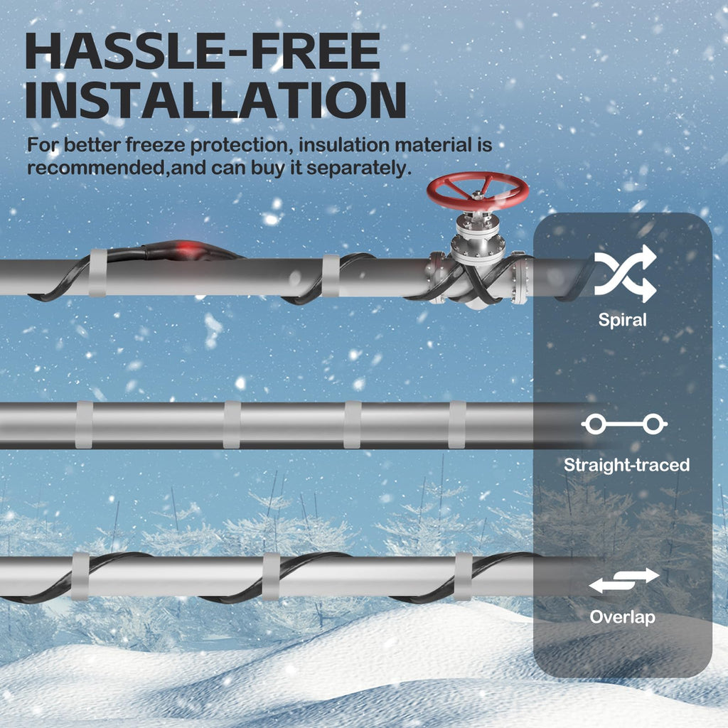 50FT（3FT-200FT） Pipe Heating Cable for Pipe Freeze Protection