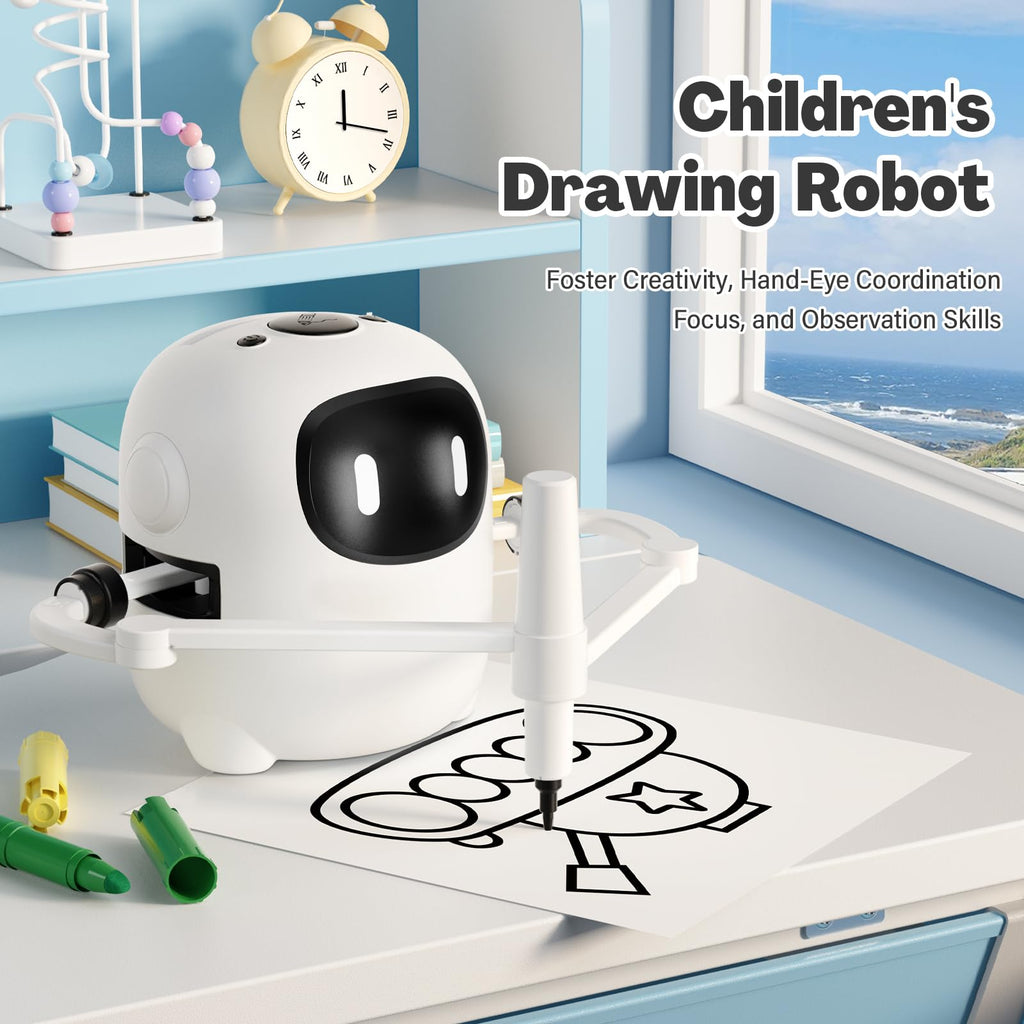 RIVGOT Drawing Robot for Kids with 150 Cards, Voice Interactive Educational Drawing Machine, Montessori Painting Learning Toys for 3 4 5 6 7 8 Year