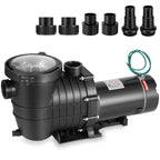 Leomru 1.5 HP Pool Pump 6500 GPH Self Priming in/Above Ground Swimming Pool Pump 110V/220V Dual Voltage Single Speed Pumps with Strainer Basket 6Pcs
