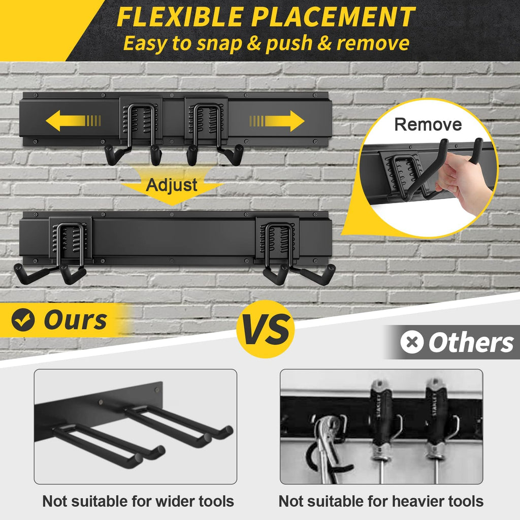 48" Garage Tool Organizer Wall Mount, 440lbs Garden Garage Storage Garage Organization with Adjustable Heavy Duty Hanging Hooks, Yard Rack Hanger